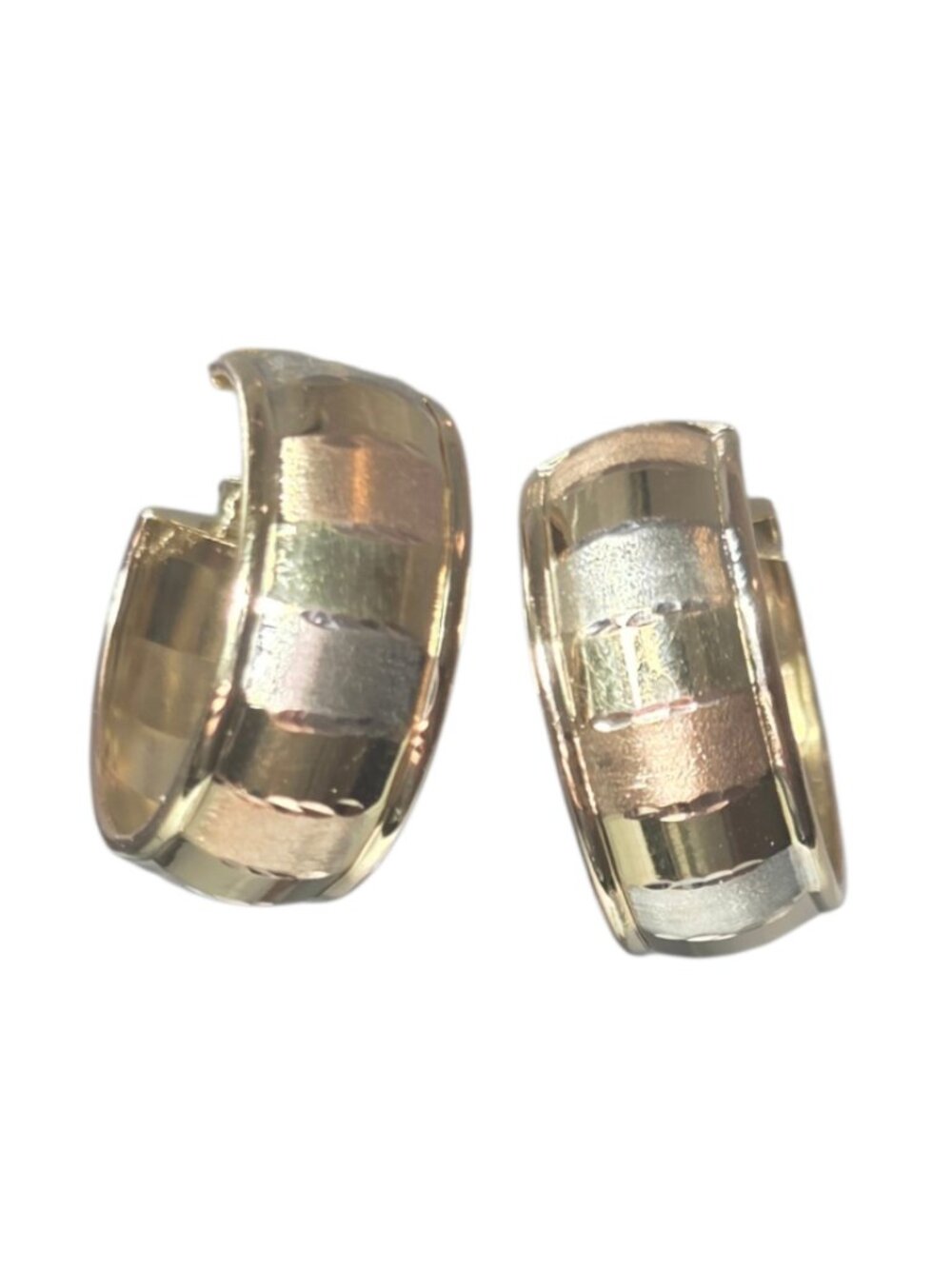 14K Tri-Color Gold Hoop Earrings #25094